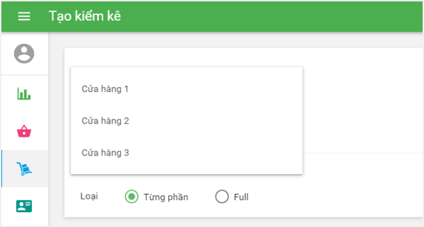 Chọn cửa hàng từ danh sách