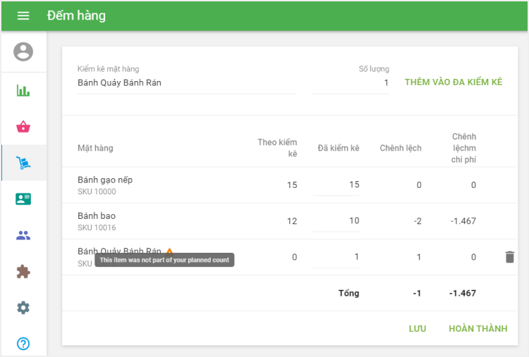 cảnh báo với biểu tượng màu vàng và thông báo