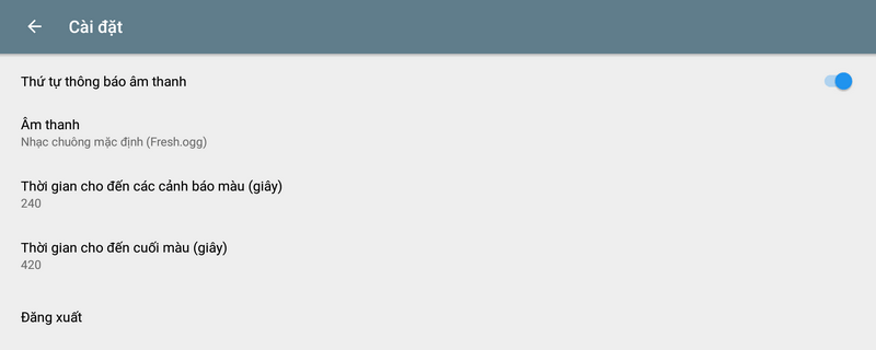 Màn hình cài đặt