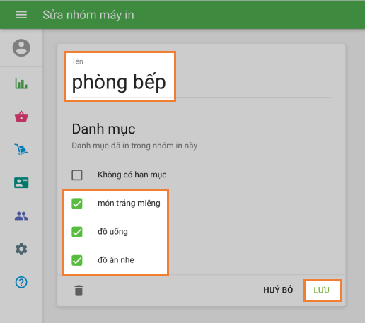 Đánh dấu hạng mục