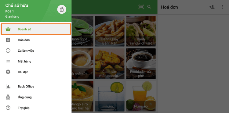 màn hình 'Doanh số'