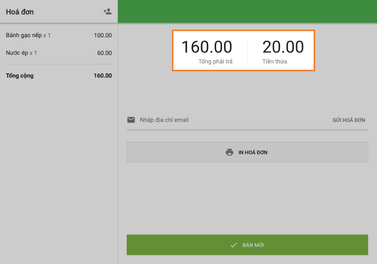 tổng số tiền bán và thay đổi đến hạn