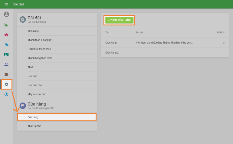 Nút 'Thêm cửa hàng'