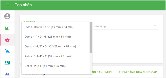Chọn 'Loại nhãn'