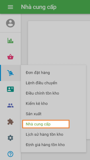 Vào phần 'Nhà cung cấp'