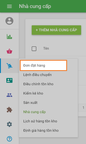 Vào phần 'Đơn đặt hàng'