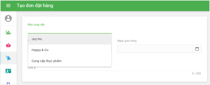 Chọn nhà cung cấp từ danh sách