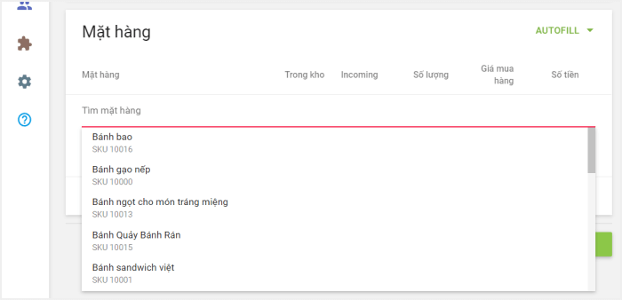 Chọn các mục từ danh sách