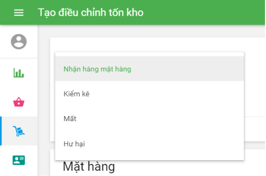 chọn lý do điều chỉnh