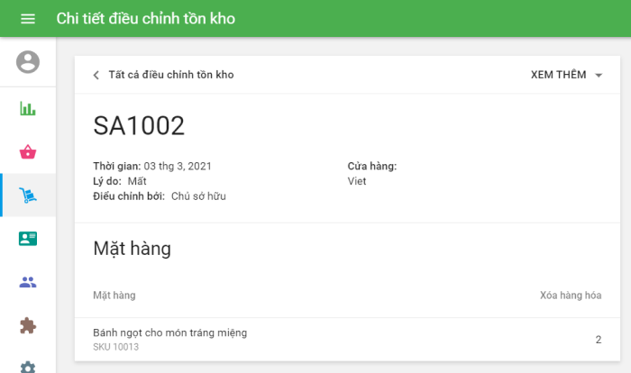 chi tiết điều chỉnh cổ phiếu