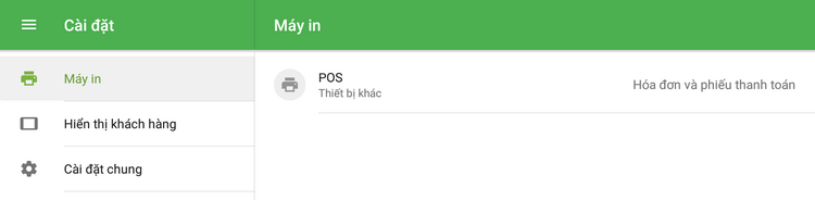 máy in trong danh sách