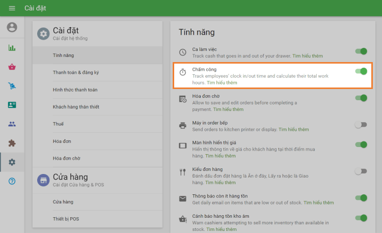 cuộn đến Cài đặt chung