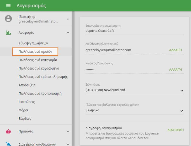 Πωλήσεις ανά προϊόν