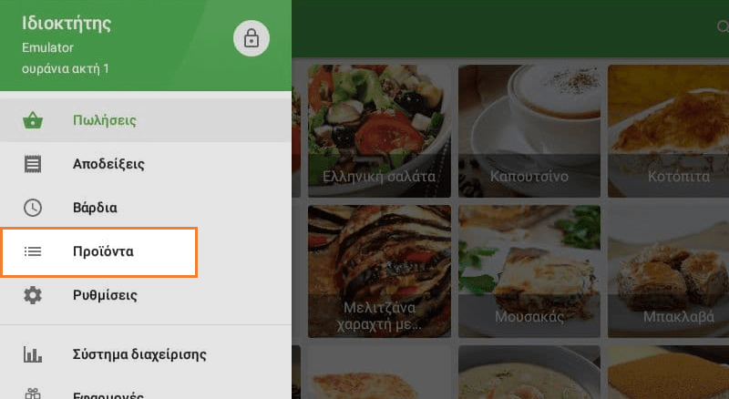 Κουμπί 'Στοιχεία' στο κύριο μενού