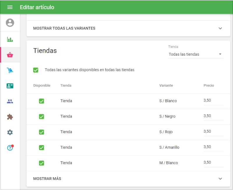 Cómo usar Variantes de Artículos