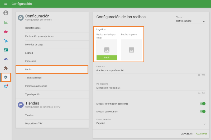 campos para introducir un logotipo