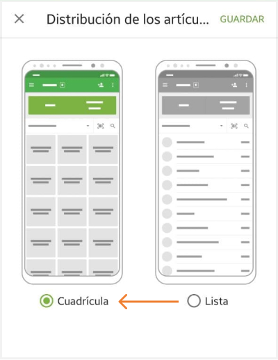 Elija la opción de cuadrícula