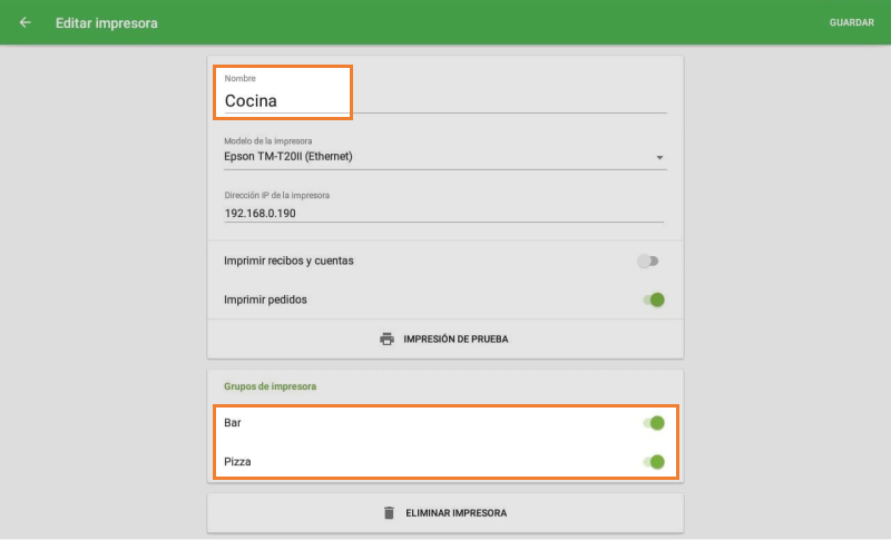 assigne a cada impresora