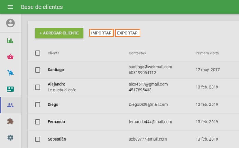 ‘Importar’ y  ‘Exportar’