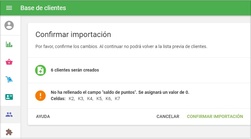 alertas por algún error encontrado