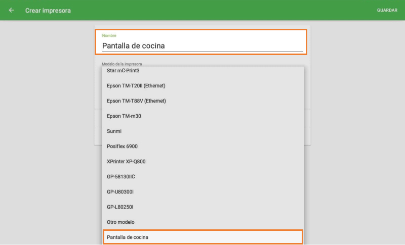 Introduzca el nombre de su pantalla de cocina