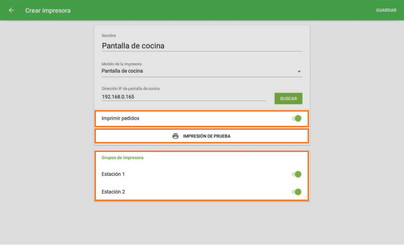 ‘Print test’ button