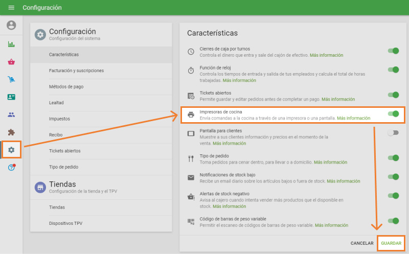desliza en la Configuración General