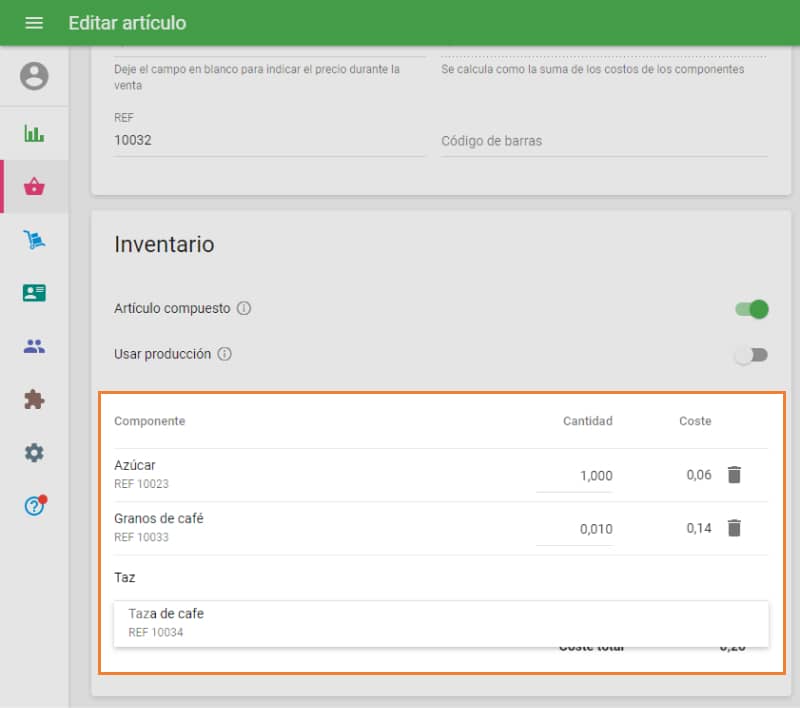 Añada los componentes de uno en uno