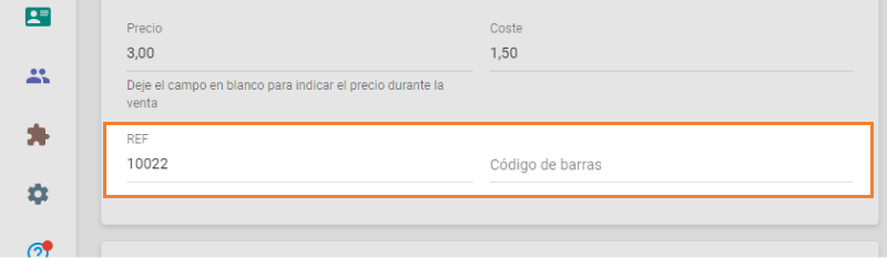 'Codigo de barras' si lo requiere