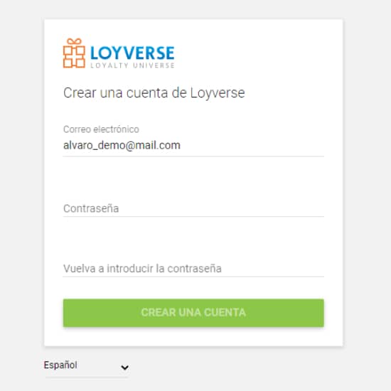 formulario de registro en el back office