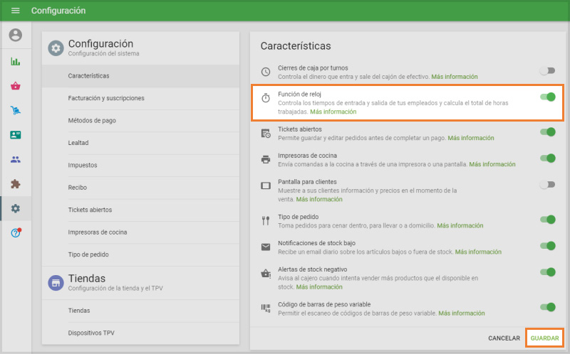 Activar opción de Functión de;
