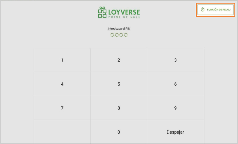 Botón de reloj en aplicación Loyverse TPV