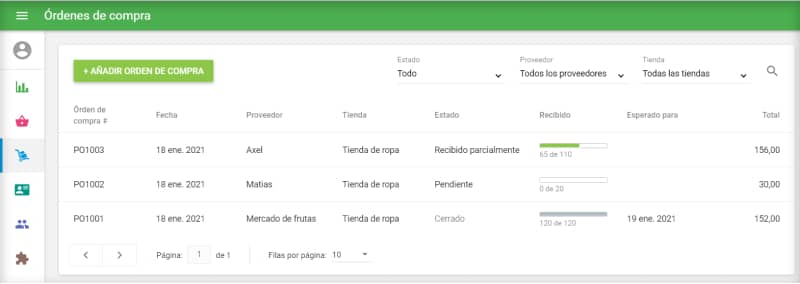 lista de ordenes de compra