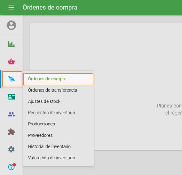 seccion 'Ordenes de compra'