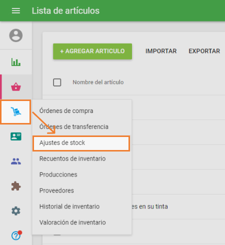 ‘Stock adjustments’ section