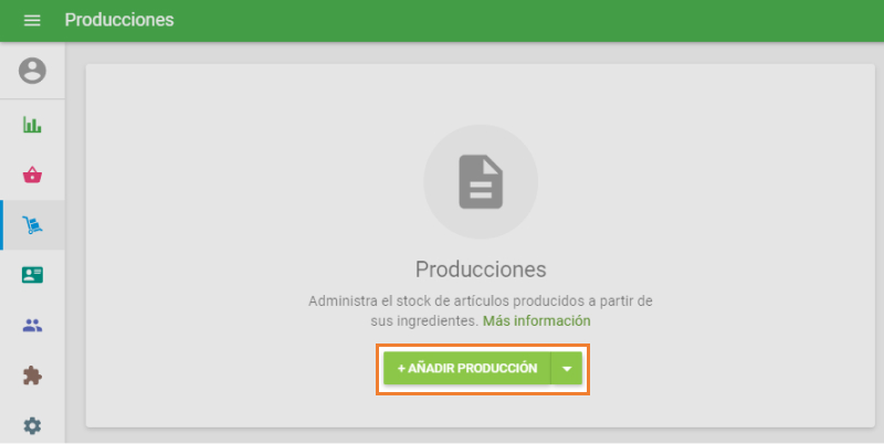 botón '+ Añadir producción'