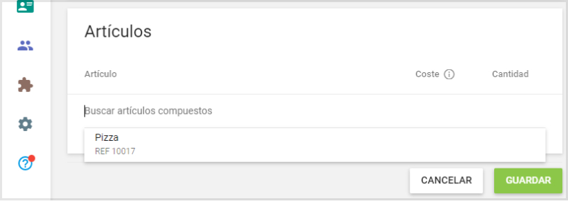 Buscar articulos compuestos