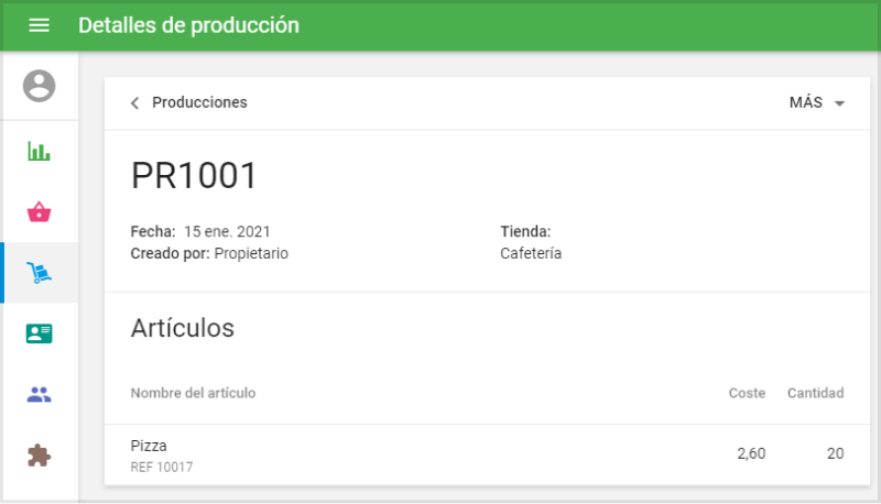 documento de producción creado