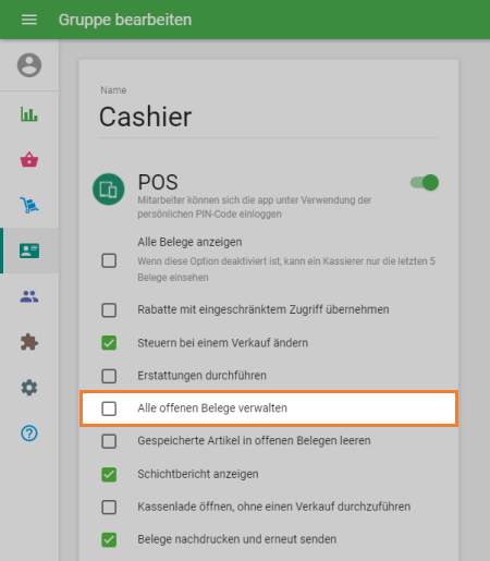 Alle offenen Belege verwalten