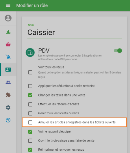Annuler articles enregistrés tickets ouverts