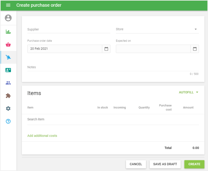 Create purchase order