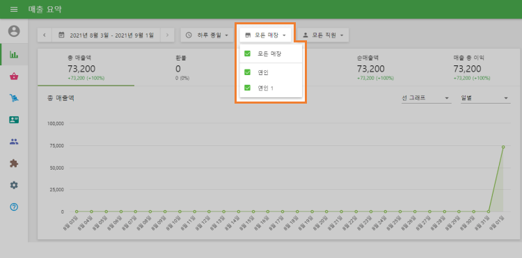 매장들을 필터 하여 당신의