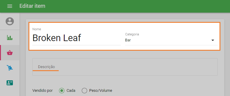'Nome' e 'Categoria'