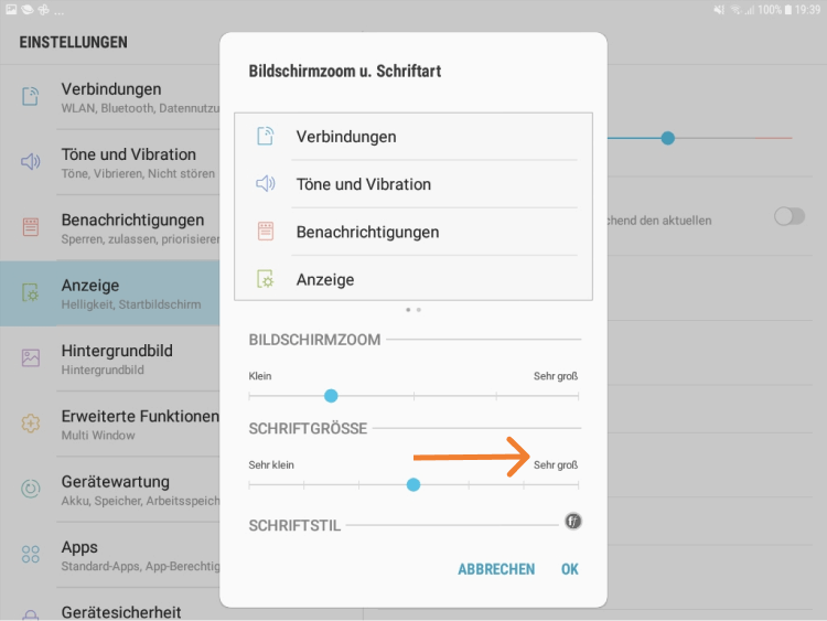 Schriftgröße ändern