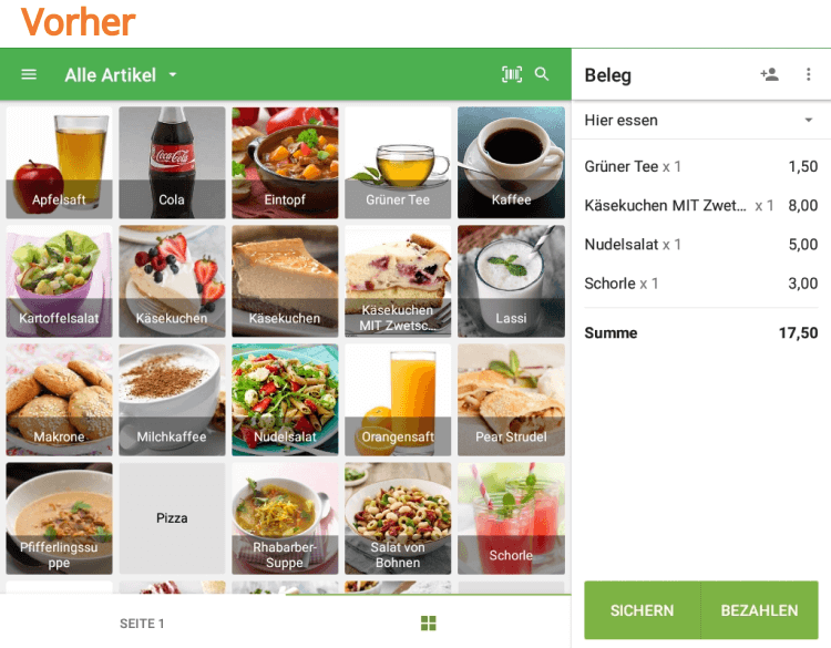 Änderungen der Schriftgröße des Textes in der Loyverse POS App