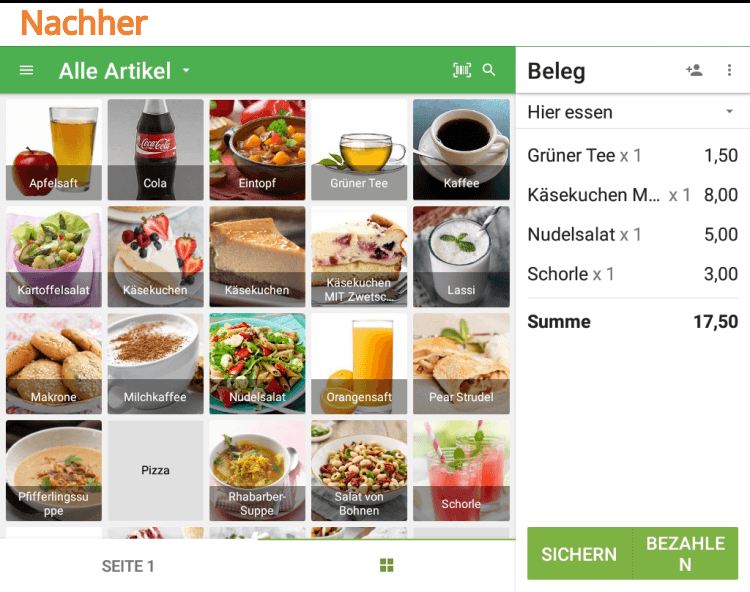 Änderungen der Schriftgröße des Textes in der Loyverse POS App - Nachher