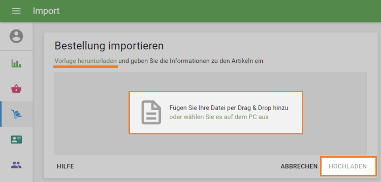Laden Sie die CSV-Vorlagendatei herunter