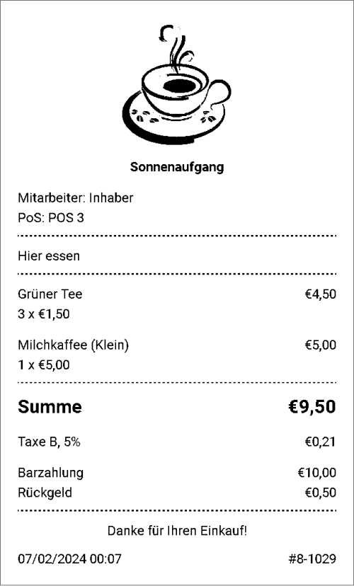 Logo auf den gedruckten Belegen