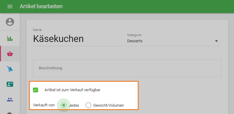 Option 'Verkauft von'