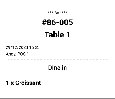 Kitchen Order with new item